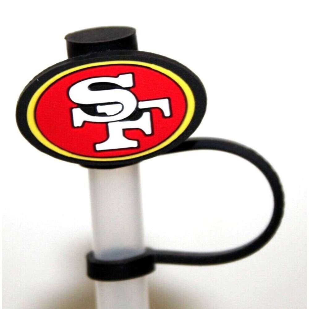 Sport Straw Cover Cap Football NFL Silicone Straw San Francisco 49ers Logo Lot 4
